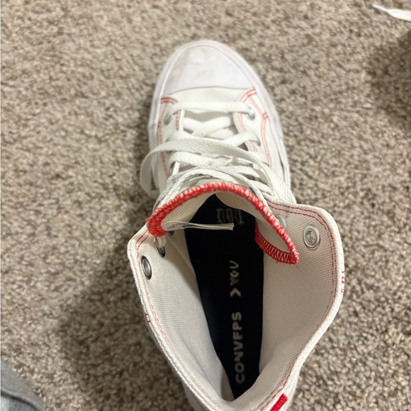 Converse White Platforms with Red Heart Accent - Picture 6 of 9